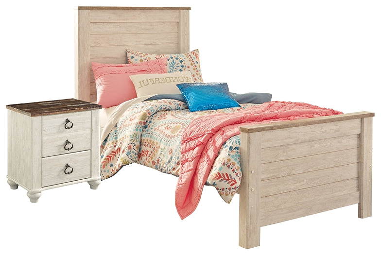 Willowton  Panel Bed With Nightstand