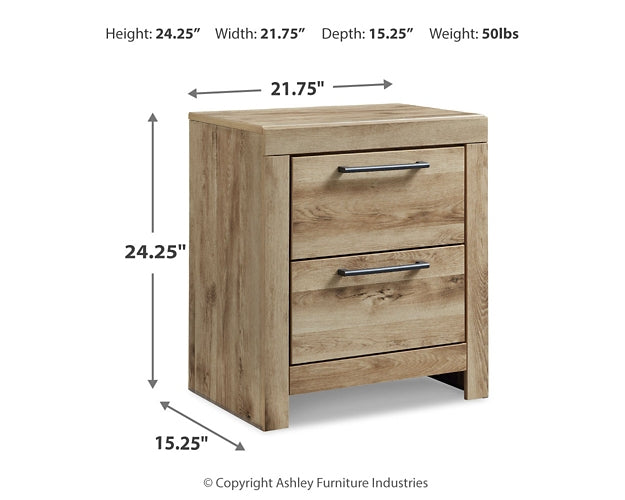 Hyanna Full Panel Bed with Storage with Mirrored Dresser, Chest and 2 Nightstands