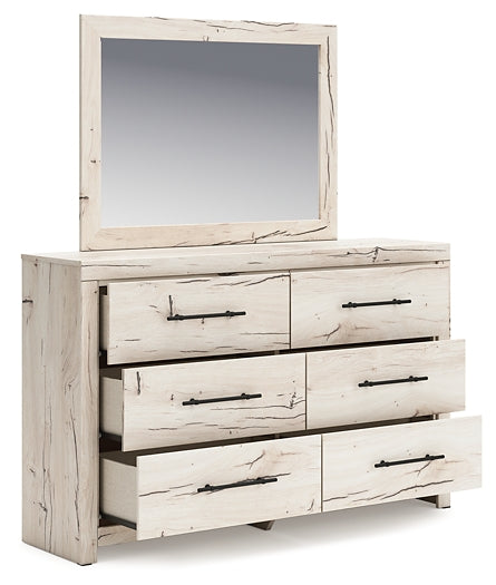 Lawroy Queen Panel Bed with Mirrored Dresser