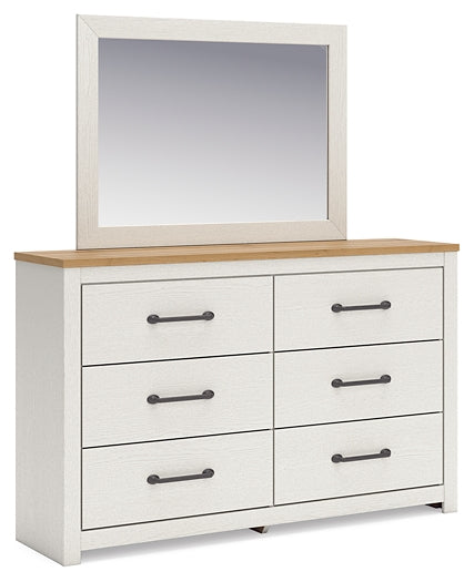 Linnocreek King Panel Bed with Mirrored Dresser and Chest