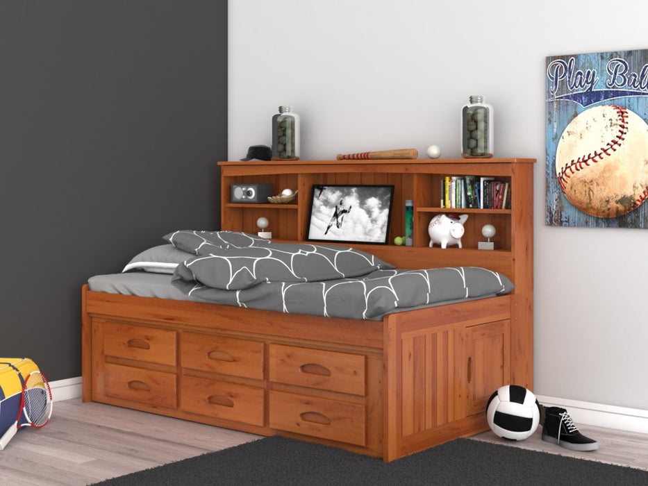 Honey Twin Bookcase Daybed with 6 Drawers