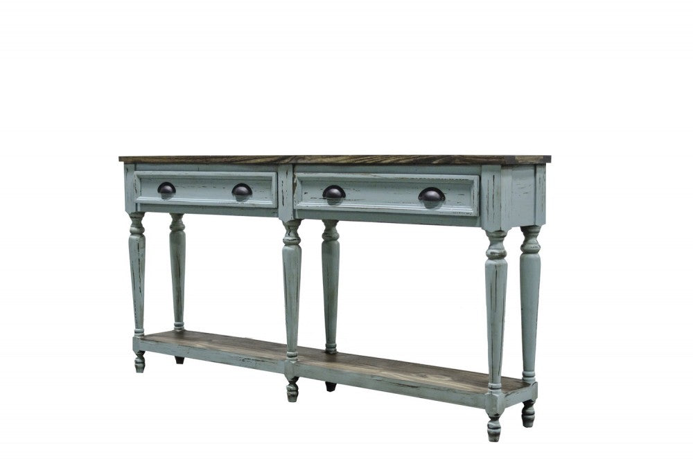 Rustic Hacienda Two Drawer High Leg Console