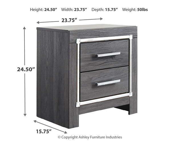 Lodanna Full Panel Bed with 2 Storage Drawers with Mirrored Dresser and 2 Nightstands