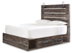Drystan Queen Panel Bed with 2 Storage Drawers with Mirrored Dresser and 2 Nightstands.