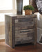 Derekson King Panel Bed with 4 Storage Drawers with Mirrored Dresser and 2 Nightstands.