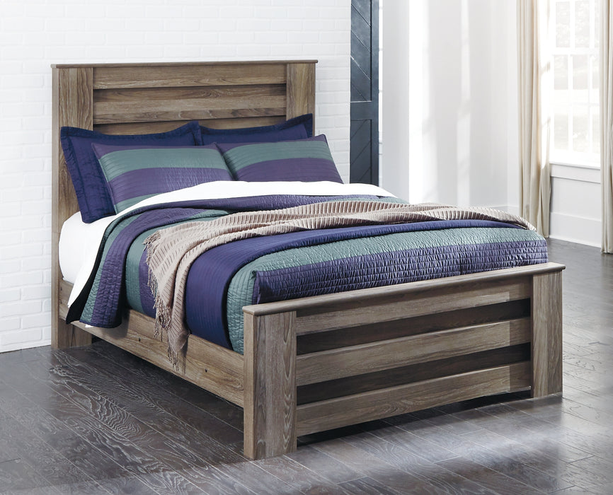 Zelen Full Panel Bed with Mirrored Dresser and Chest