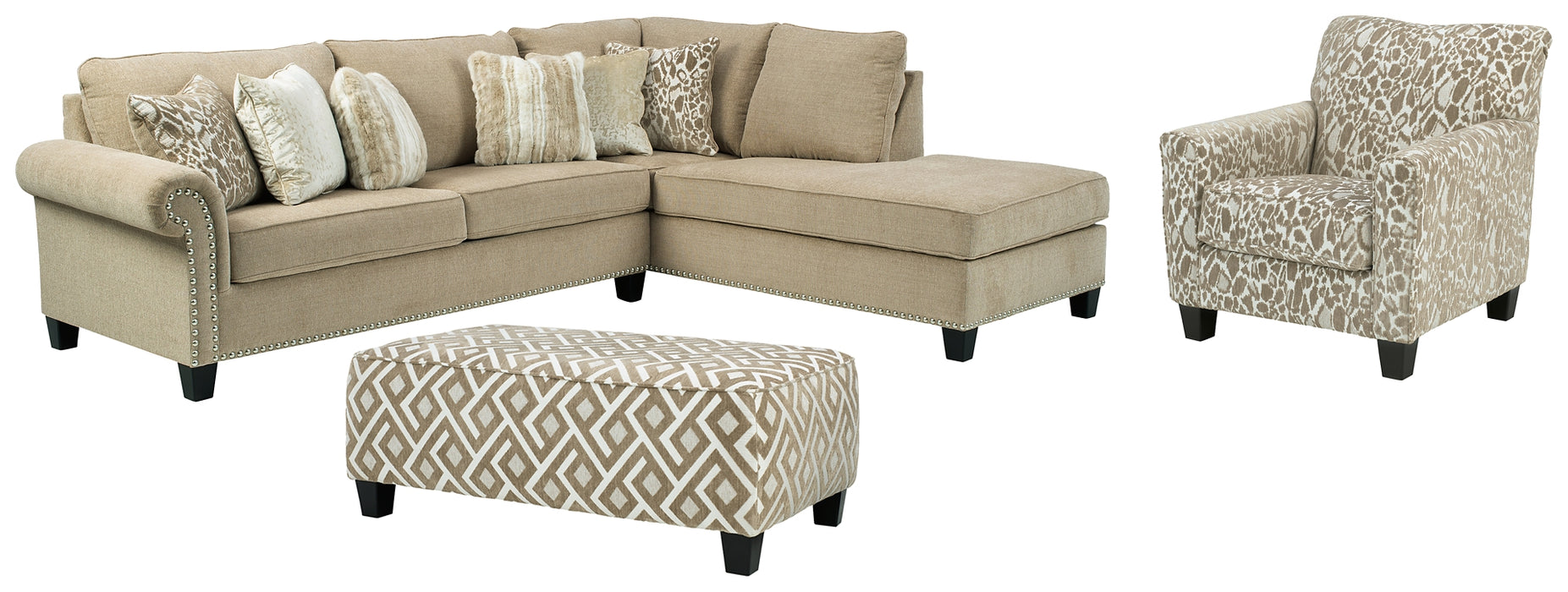 Dovemont 2-Piece Sectional with Chair and Ottoman.