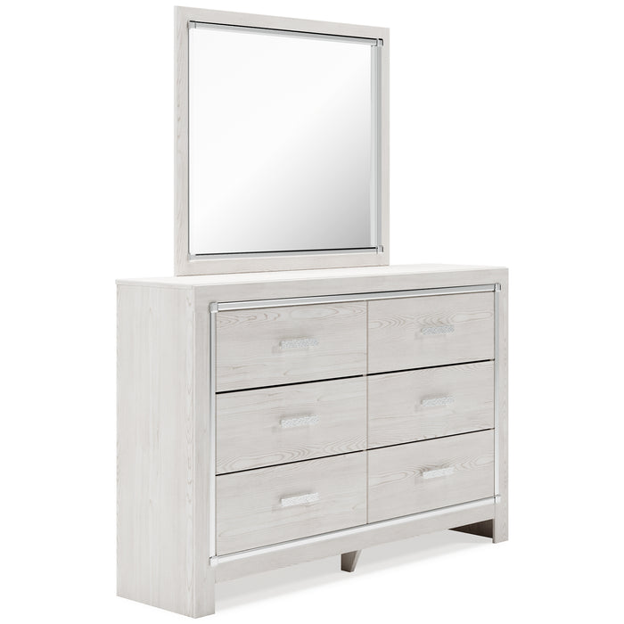 Altyra King Panel Headboard with Mirrored Dresser, Chest and Nightstand.