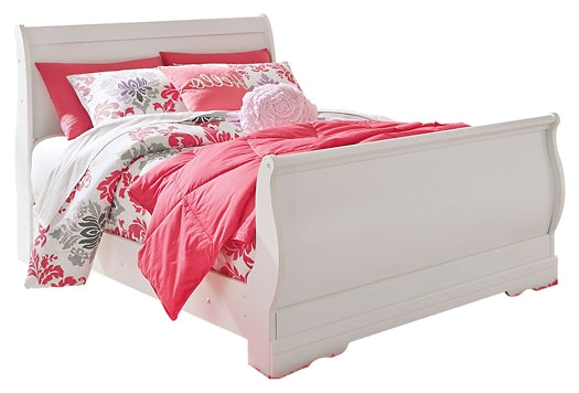 Anarasia Full Sleigh Bed with Mirrored Dresser, Chest and Nightstand