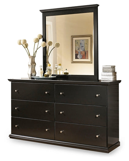 Maribel King/California King Panel Headboard with Mirrored Dresser, Chest and Nightstand