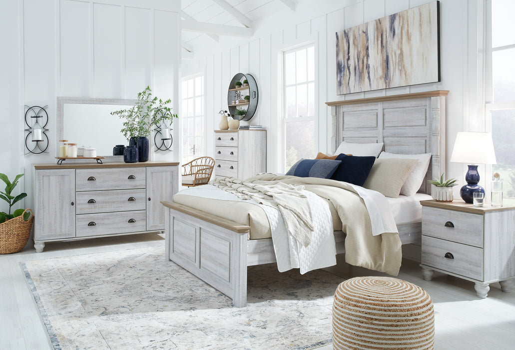 Haven Bay Queen Panel Bed with Mirrored Dresser, Chest and 2 Nightstands