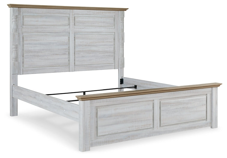 Haven Bay King Panel Bed with Mirrored Dresser and 2 Nightstands