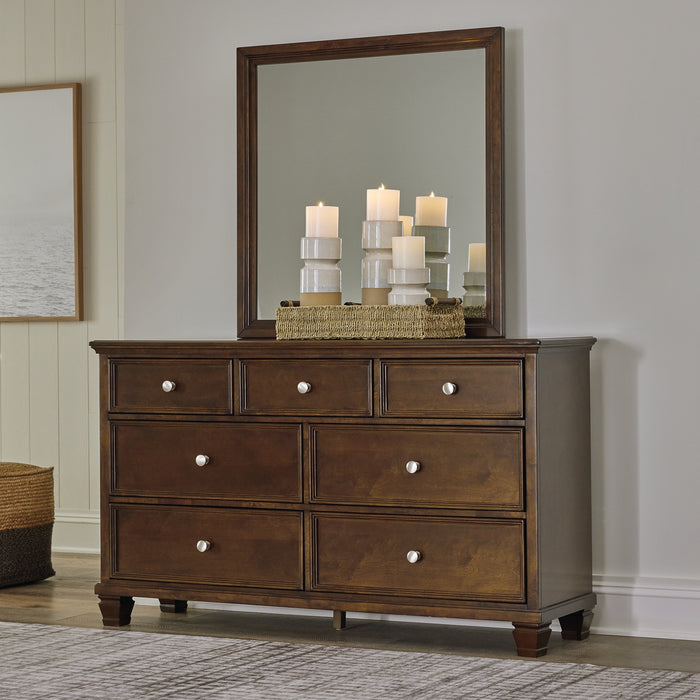 Danabrin King Panel Bed with Mirrored Dresser, Chest and 2 Nightstands