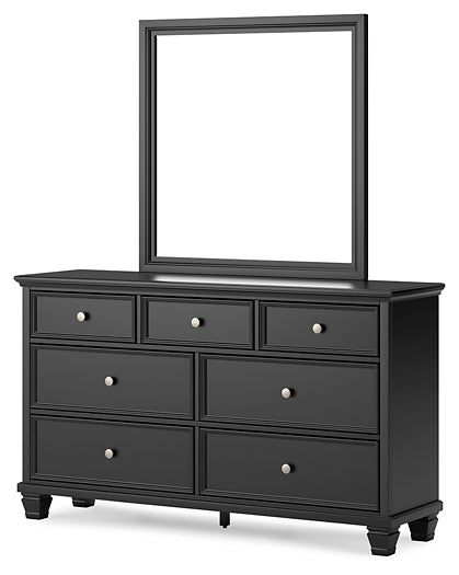 Lanolee Queen Panel Bed with Mirrored Dresser, Chest and Nightstand